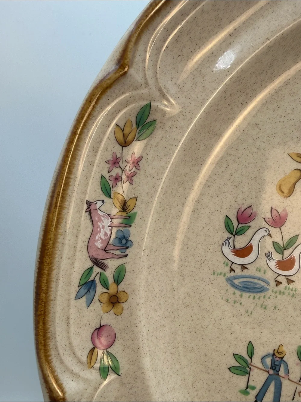 International Heartland Stoneware Round 12” Serving Platter Japan Cottage Core